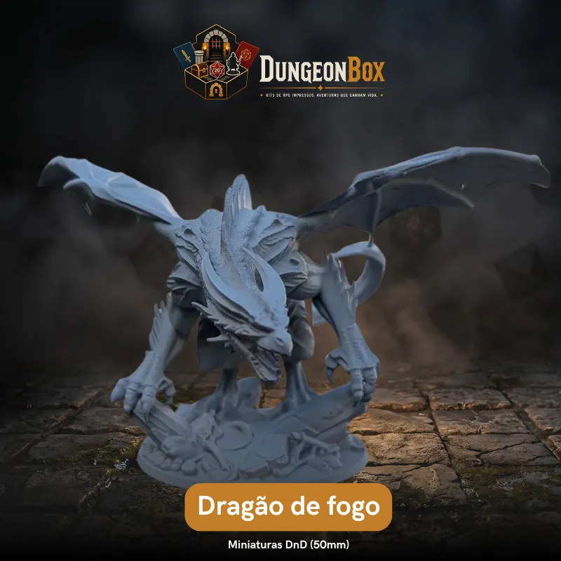 Miniatura Dragão de Fogo: O Clímax da Aventura (RPG 50mm) - DungeonBox